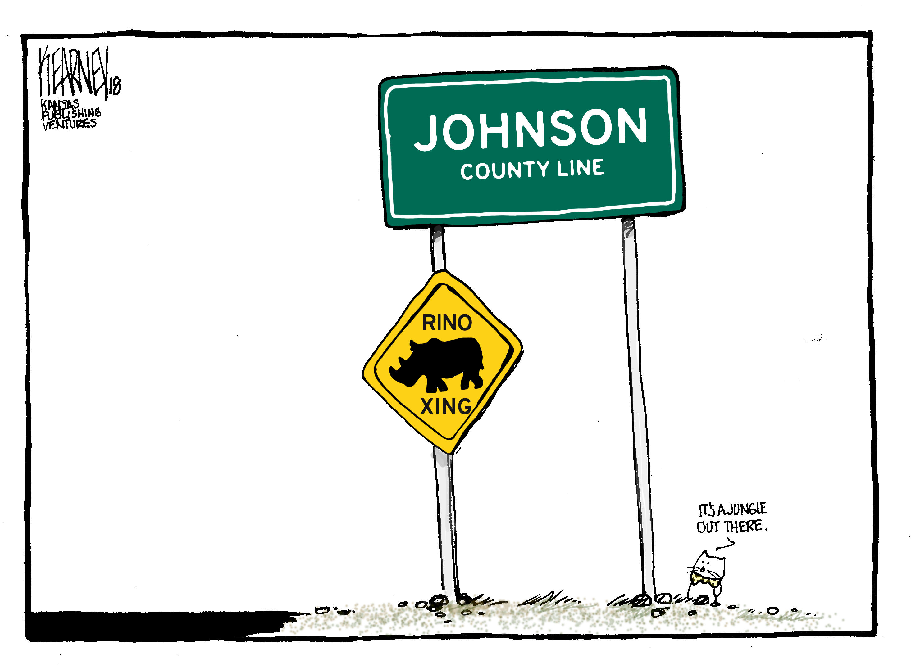 Cartoon Johnson County RINO crossings.
