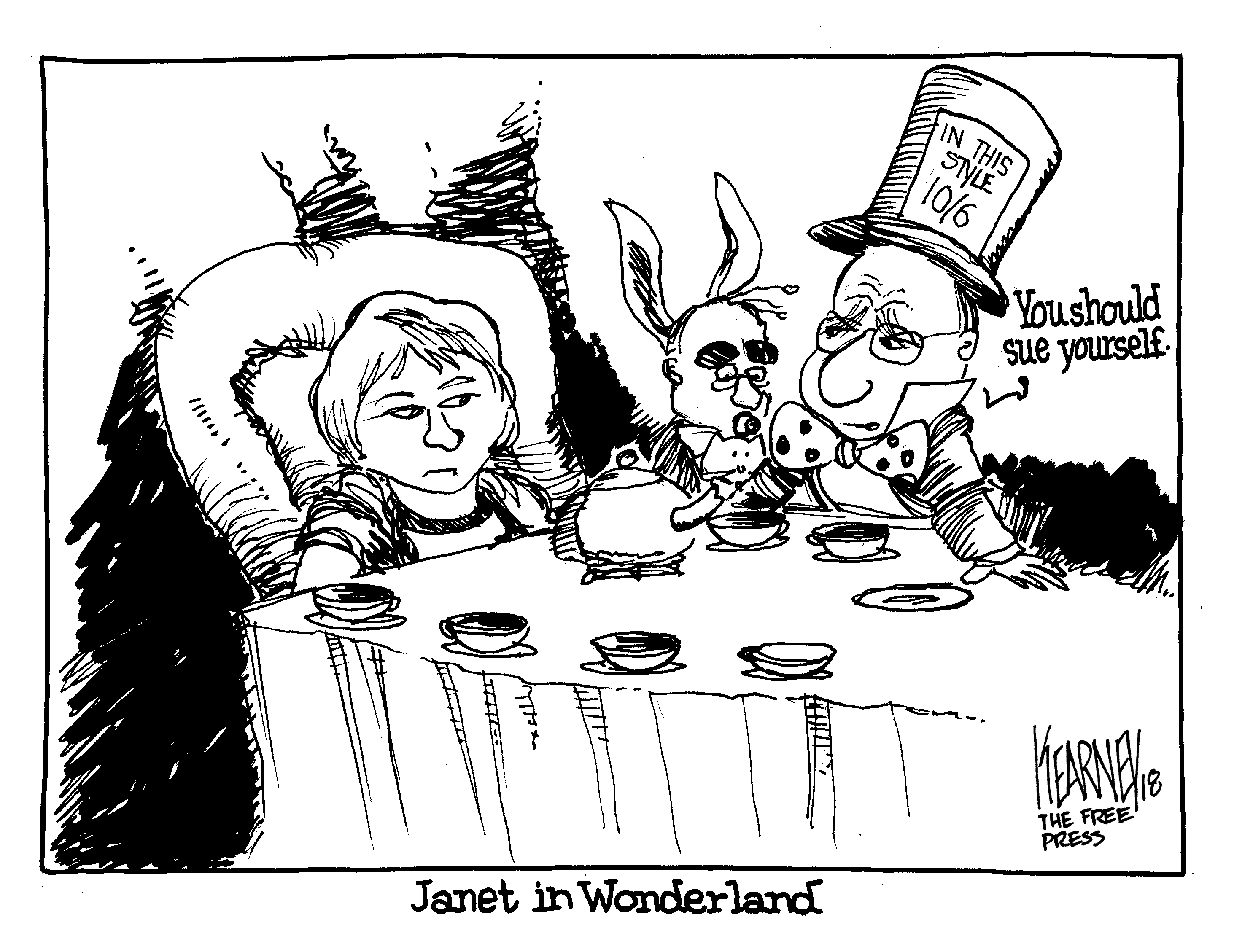 Cartoon of Paul LePage as the mad hatter